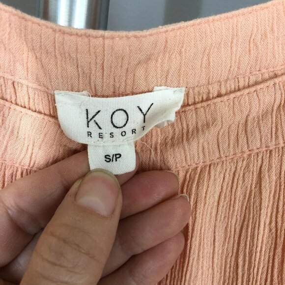 Koy RESORT Miami Square Neck Short Sleeve Crinkle Dress in Blush Sz S - Picture 7 of 7